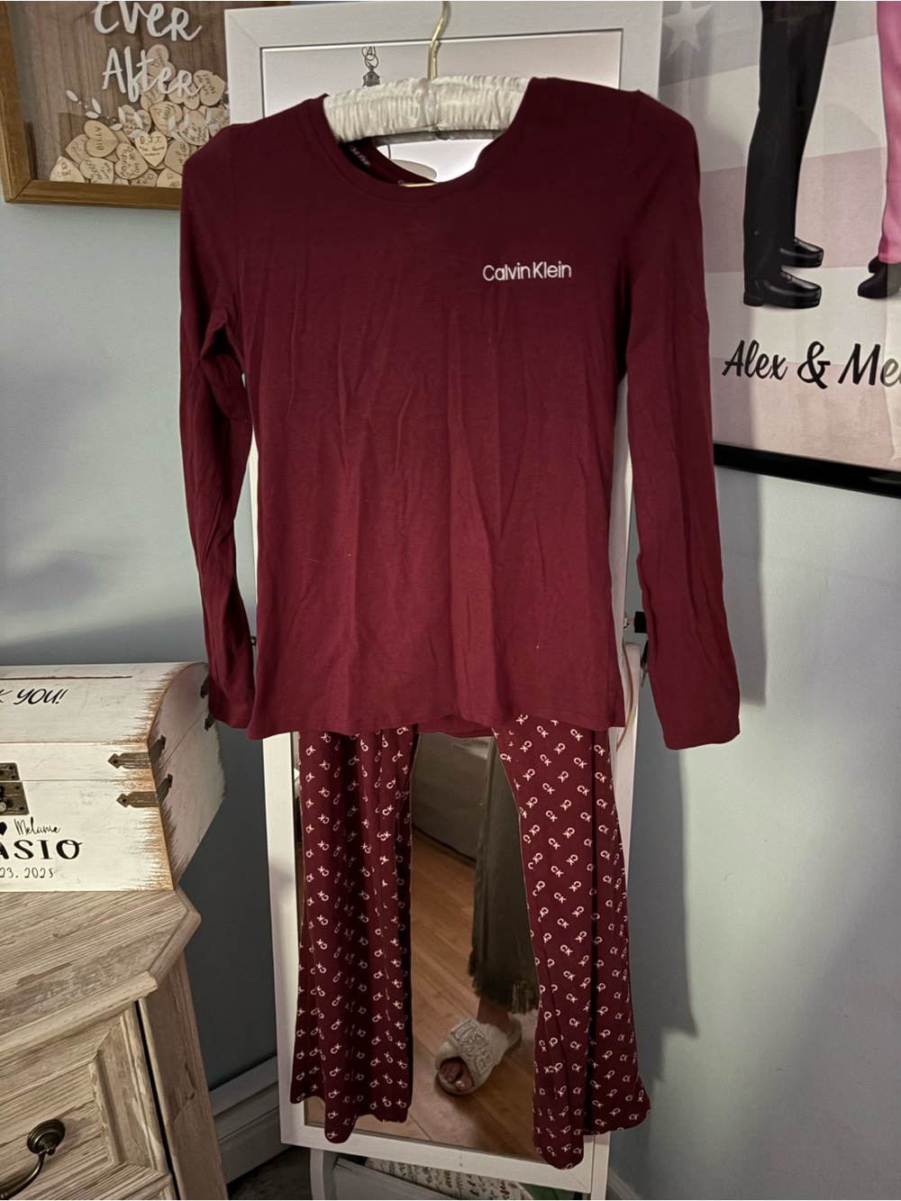 Calvin Klein Kids Maroon Long-Sleeve Pajama Set